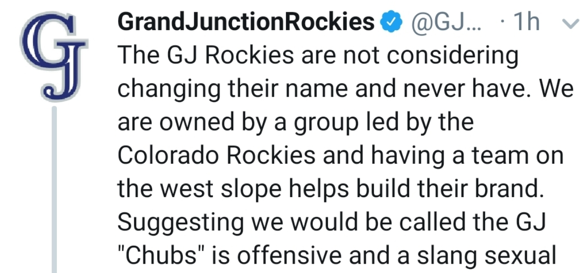 Grand Junction Rockies don't want to be the Chubs because of